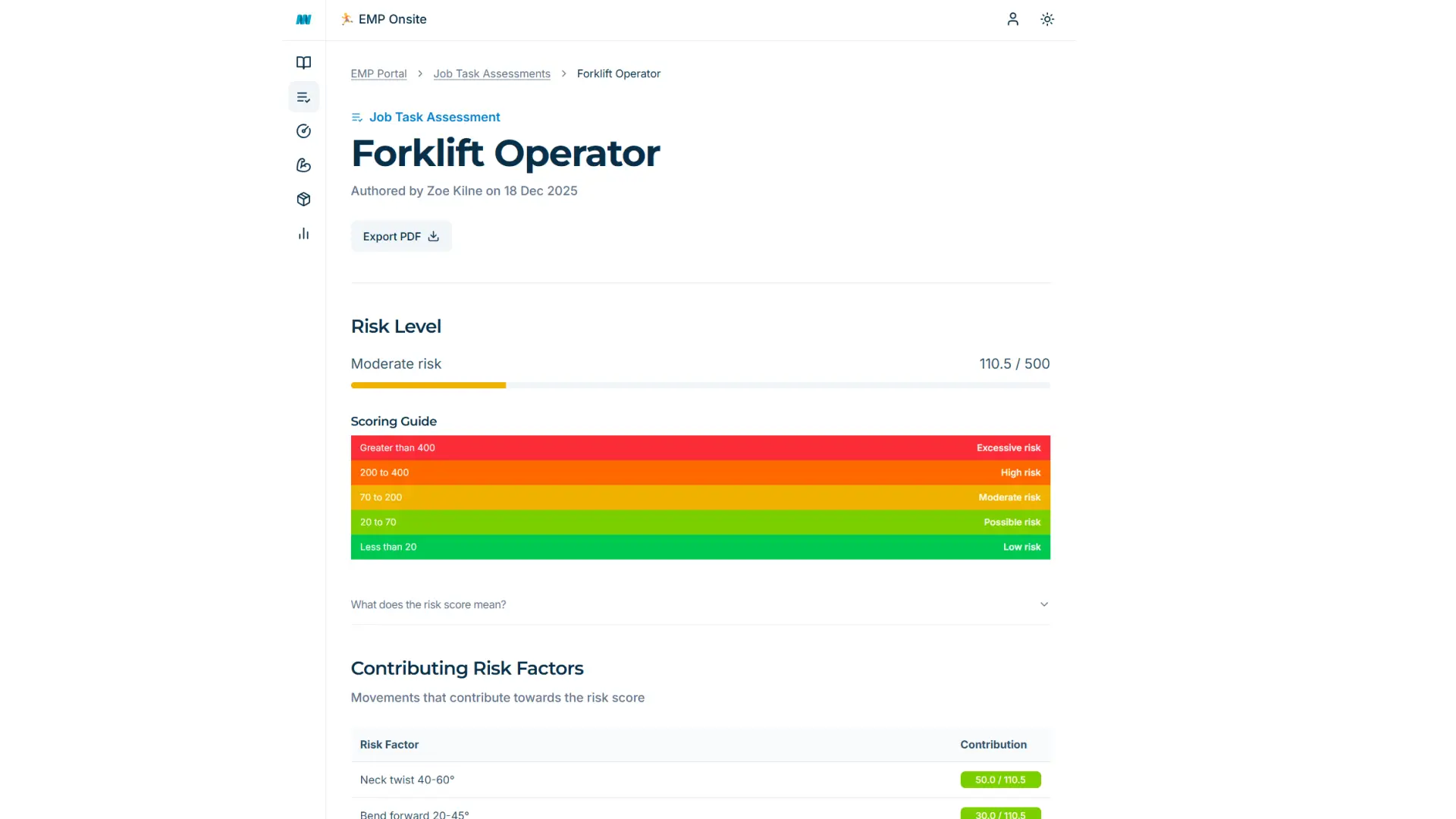 EMP Risk Portal for employees and managers